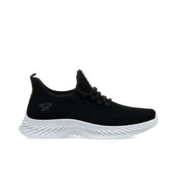 Sneakers uomo nere da running con suola a contrasto