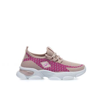 Sneakers bambina rosa e fucsia da running in tessuto