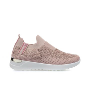 Sneakers rosa slip on con mini strass