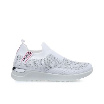 Sneakers bianche slip on con mini strass