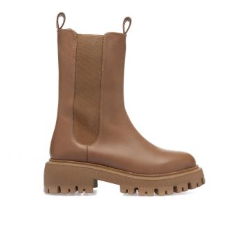Chelsea beige bassi in pelle