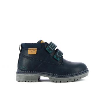 Scarponcini blu con doppio velcro e cuciture
