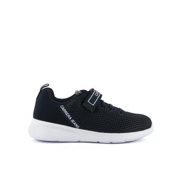 Sneakers blu con velcro e logo