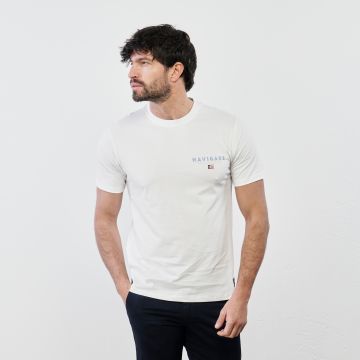 T-shirt bianca con maniche corte e logo