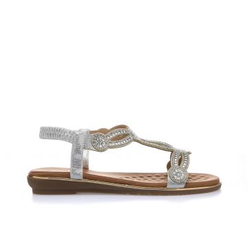 Sandali bassi argento con strass