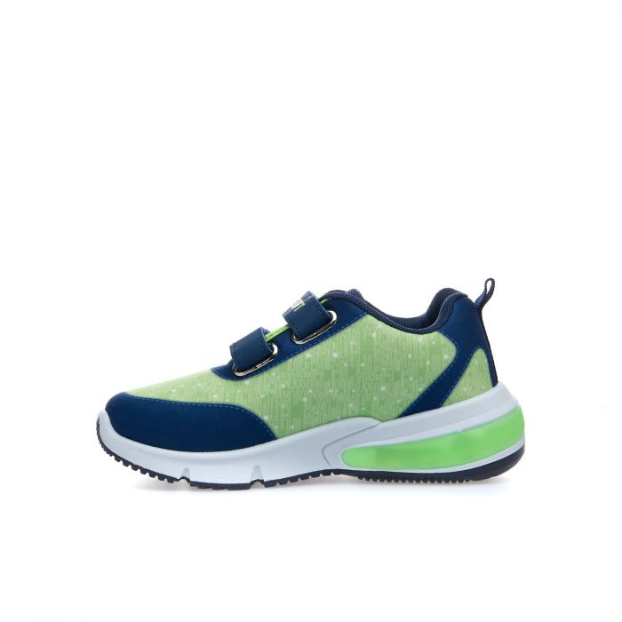 Sneakers verdi stampa cartoon con strappi e luci
