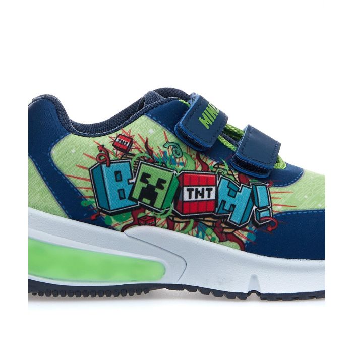 Sneakers verdi stampa cartoon con strappi e luci
