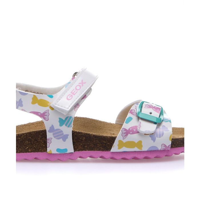 Sandali bianchi con velcro e disegno