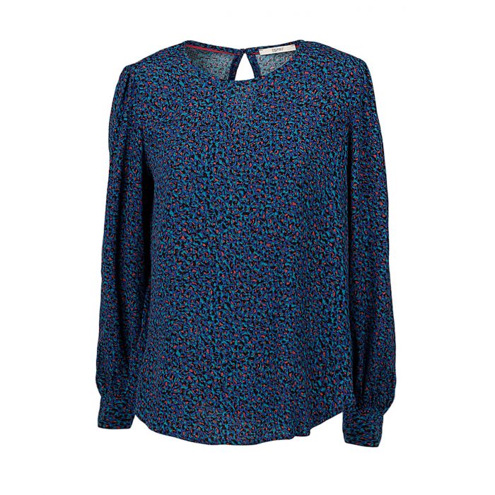 Blusa blu in viscosa micro fantasia