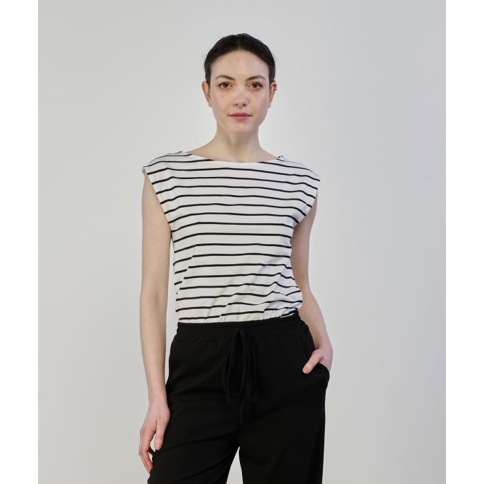T-shirt bianca a righe