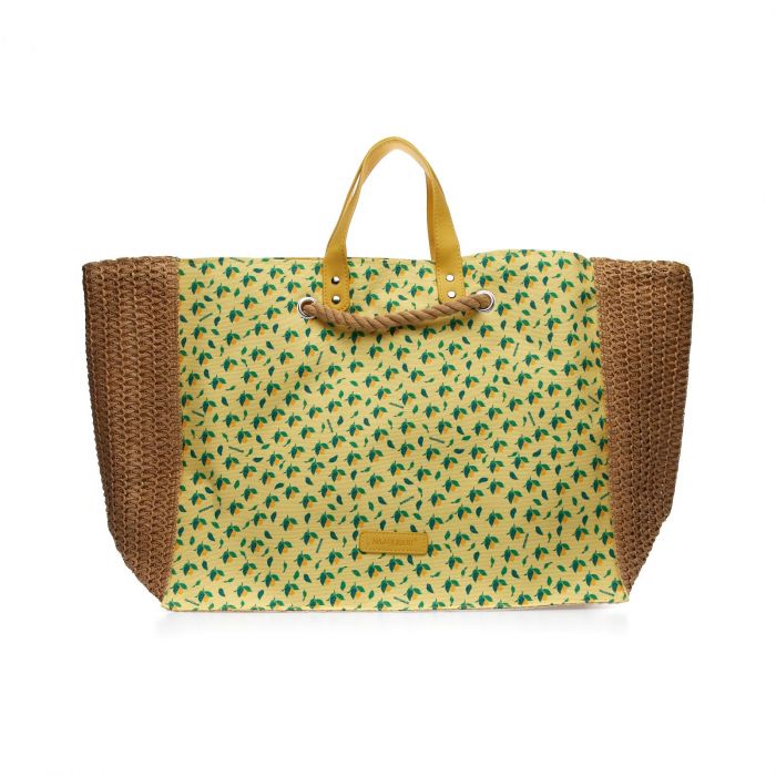 Shopper da mare gialla con limoni