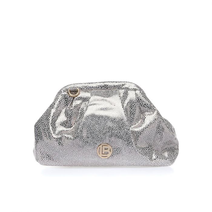 Pochette argento morbida con tracollina