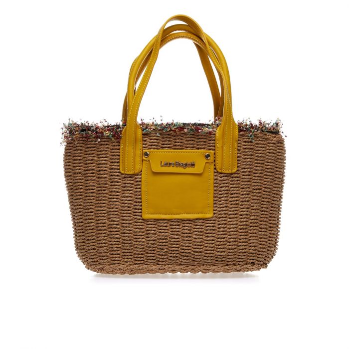 Shopper da mare beige in paglia