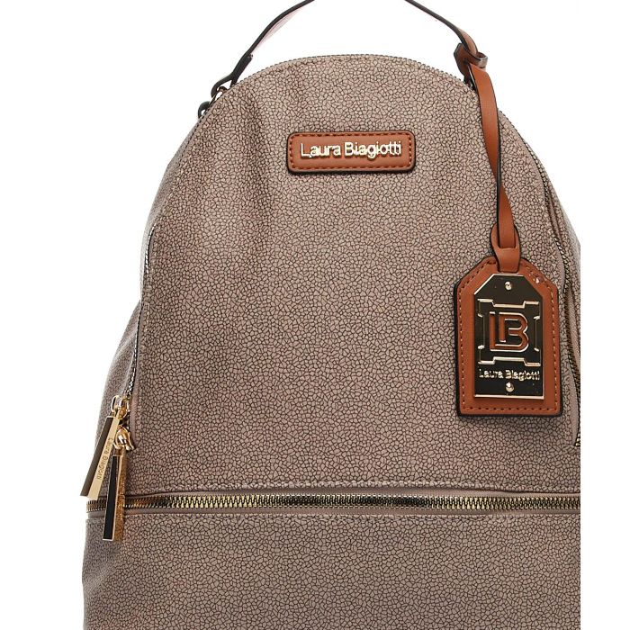Zainetto beige in micro fantasia con logo