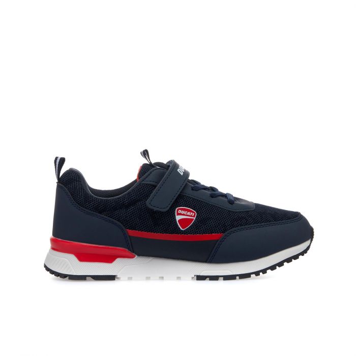 Sneakers blu da ragazzo con strappo e lacci