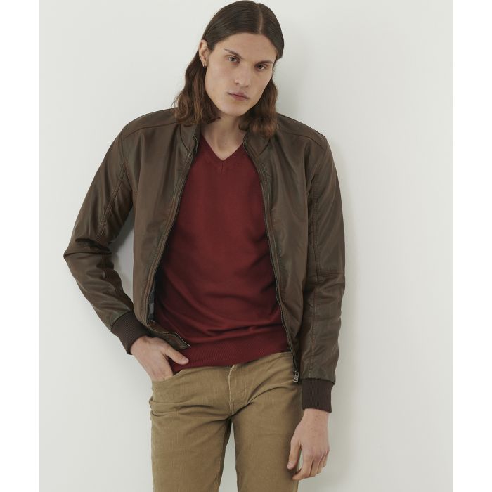 Giacca marrone in pelle sintetica