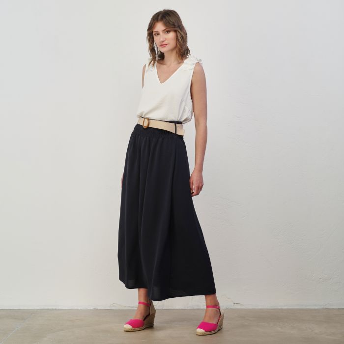 Gonna lunga blu da donna con cintura