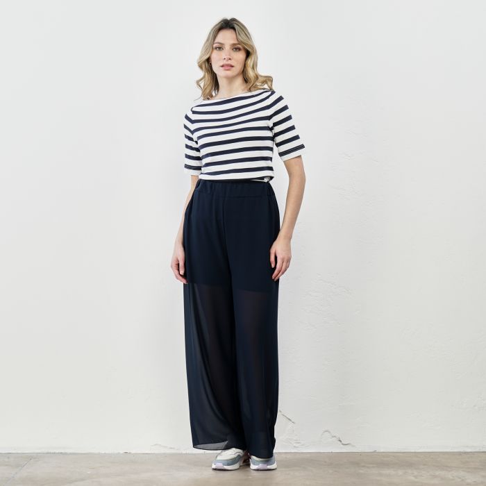 Pantaloni blu ampi in tessuto leggero