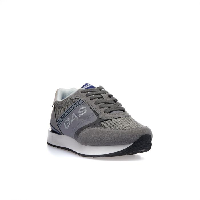 Sneakers grigie con logo laterale