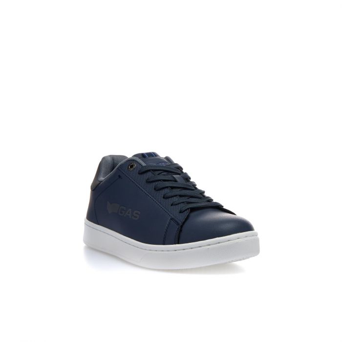 Sneakers blu con stemma laterale