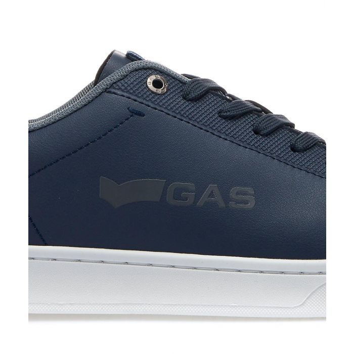 Sneakers blu con stemma laterale