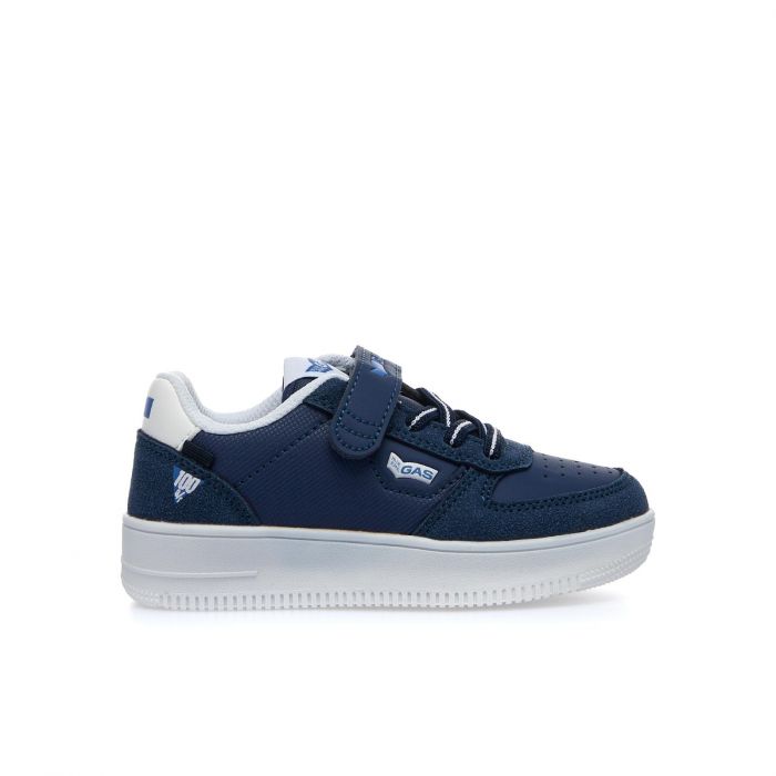 Sneakers da bambino blu con lacci e velcro