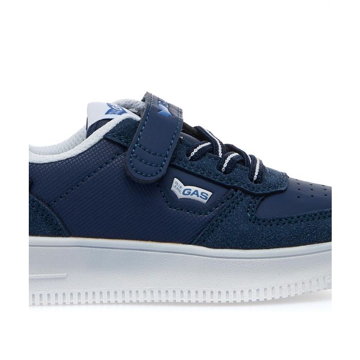 Sneakers da bambino blu con lacci e velcro