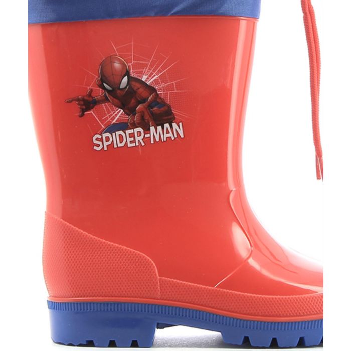 Stivaletti rossi bambino da pioggia in gomma stampa cartoon Spiderman