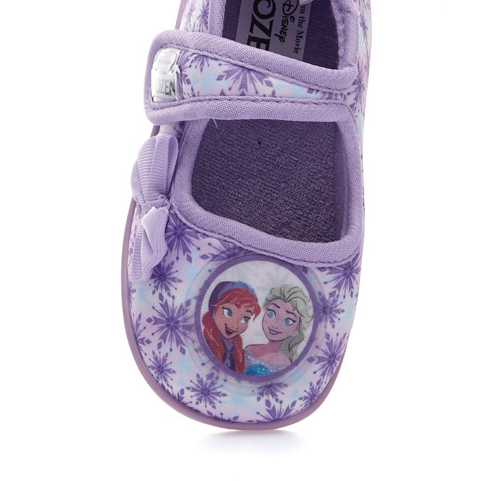 Pantofole viola da asilo con velcro e stampa Frozen