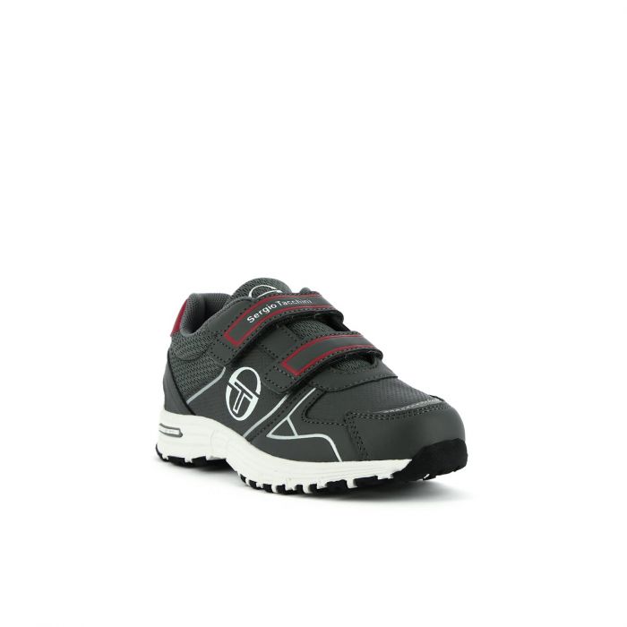 Sneakers bambino grigie da palestra con doppio velcro e logo