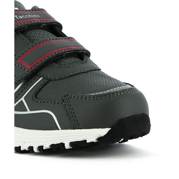 Sneakers bambino grigie da palestra con doppio velcro e logo