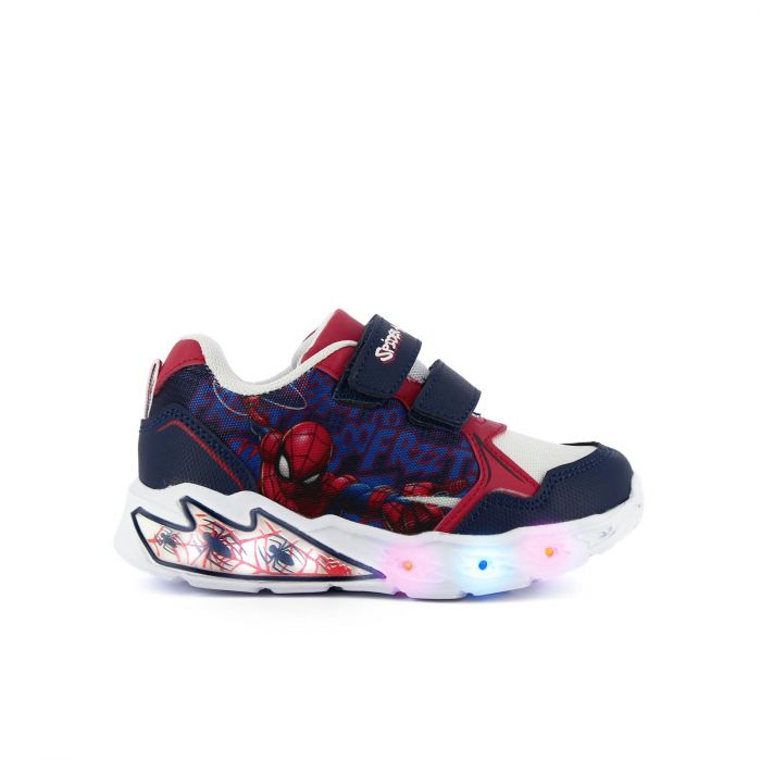 Sneakers blu da bimbo stampa cartoon con velcro e luci