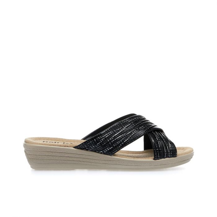 Ciabatte comfort da donna nere con zeppina