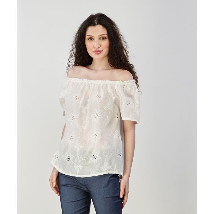 Blusa bianca con ricami
