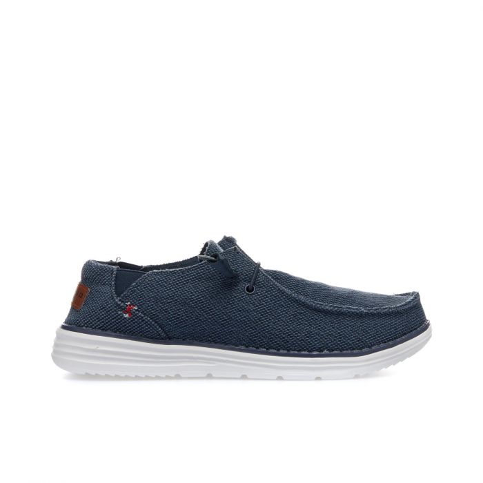 Sneakers slip-on blu in tessuto con suola in gomma