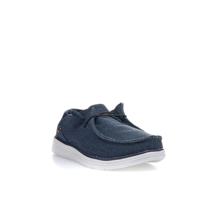 Sneakers slip-on blu in tessuto con suola in gomma