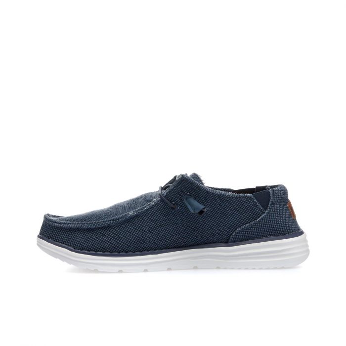 Sneakers slip-on blu in tessuto con suola in gomma