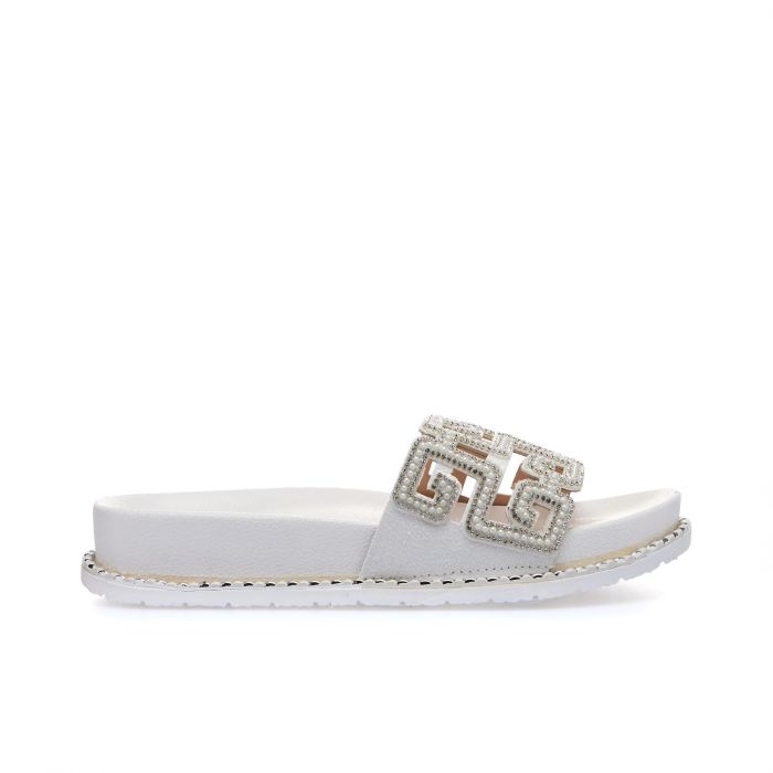 Ciabatte bianche in gomma da mare con strass