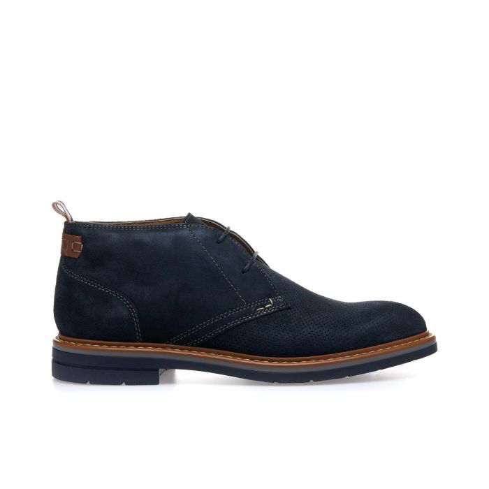 Polacchini blu in suede con suola in gomma