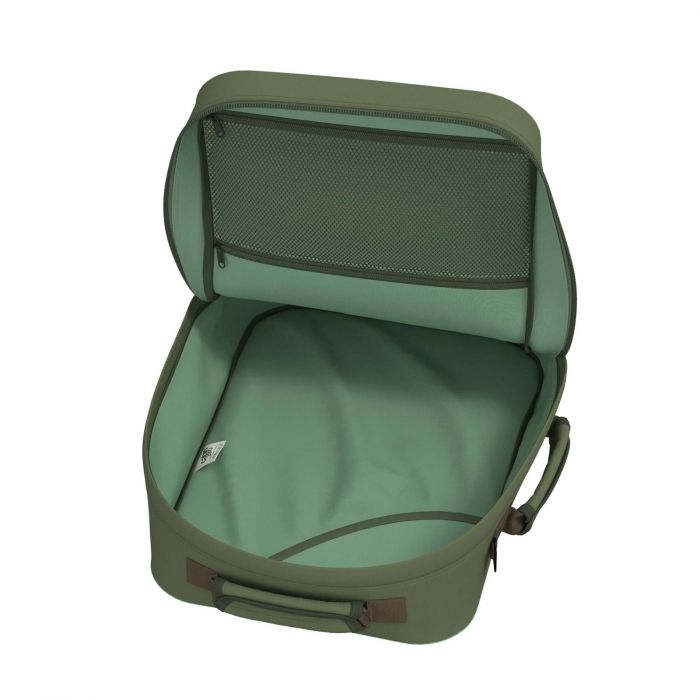 Zaino kaki da viaggio 36L con zip e cinghie di compressione