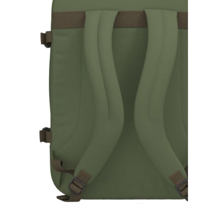 Zaino kaki da viaggio 36L con zip e cinghie di compressione