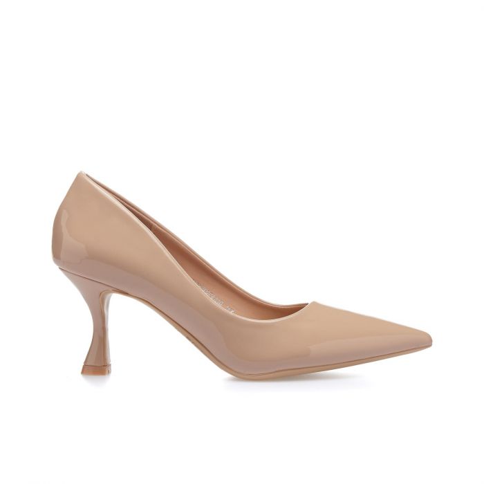 Decolletè beige con tacco a rocchetto