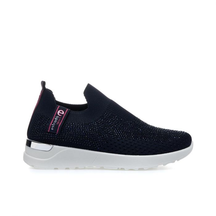 Sneakers blu slip on con mini strass