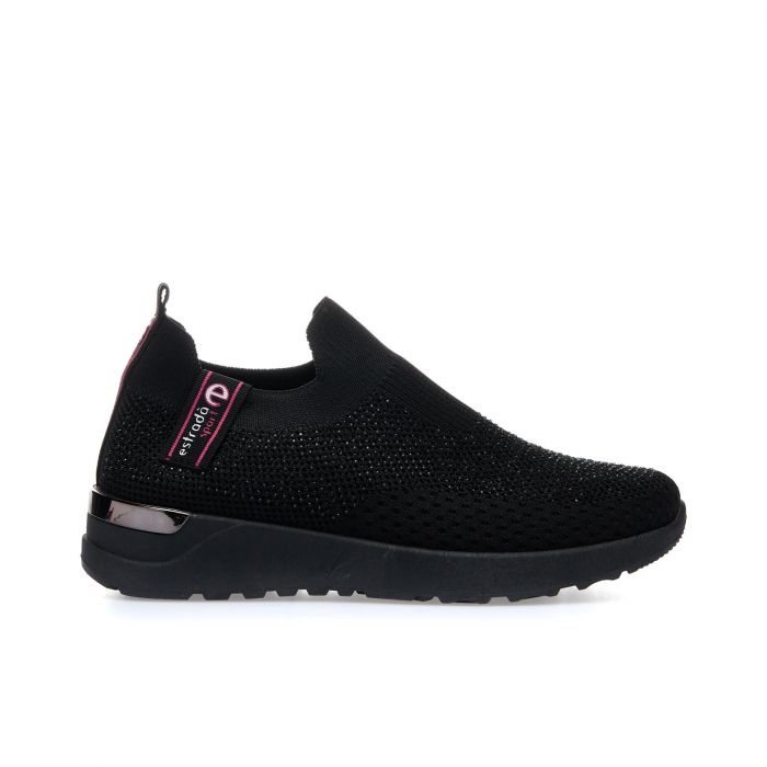 Sneakers nere slip on con mini strass
