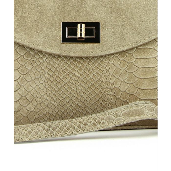 Borsa beige in pelle stampa animalier con tracolla regolabile
