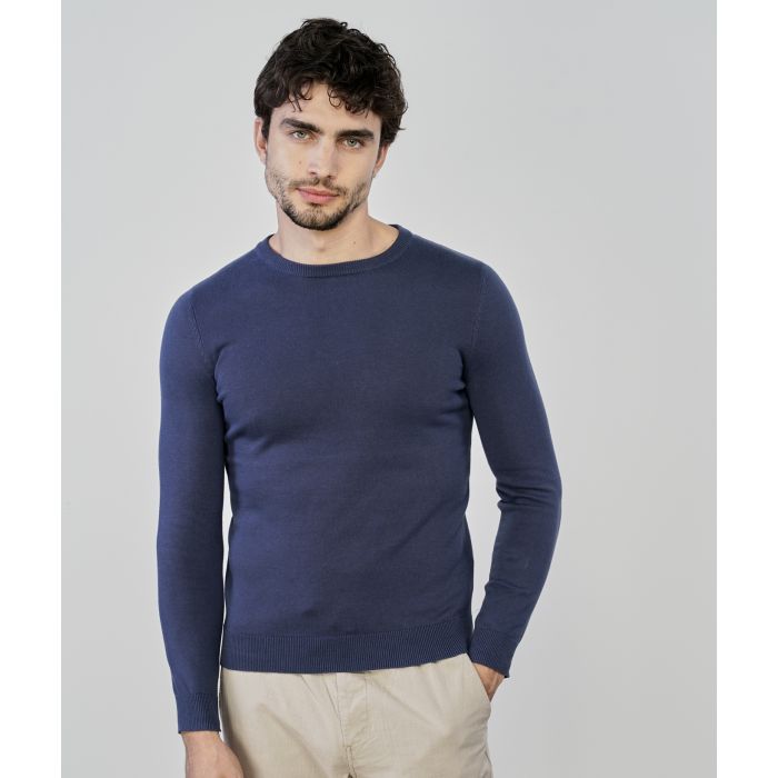 Maglia blu in cotone da uomo