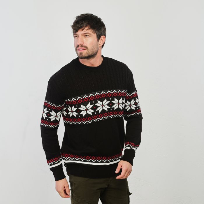Maglione nero stampa natale
