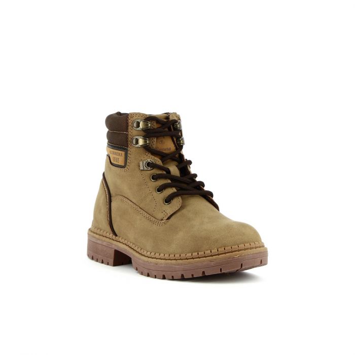 Scarponcini beige con collarino in tessuto