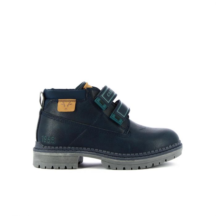 Scarponcini blu con doppio velcro e cuciture