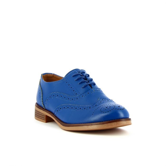 Scarpe stringate blu con lavorazione coda di rondine